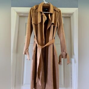 Faux Suede Trench Coat